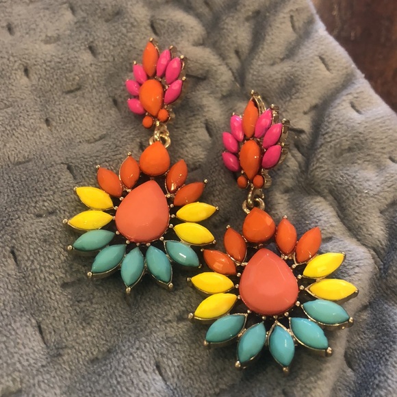 Opaque Bold Color Saturated Orange,Pink, Yellow & Turquoise Earrings-NWT - Picture 4 of 4